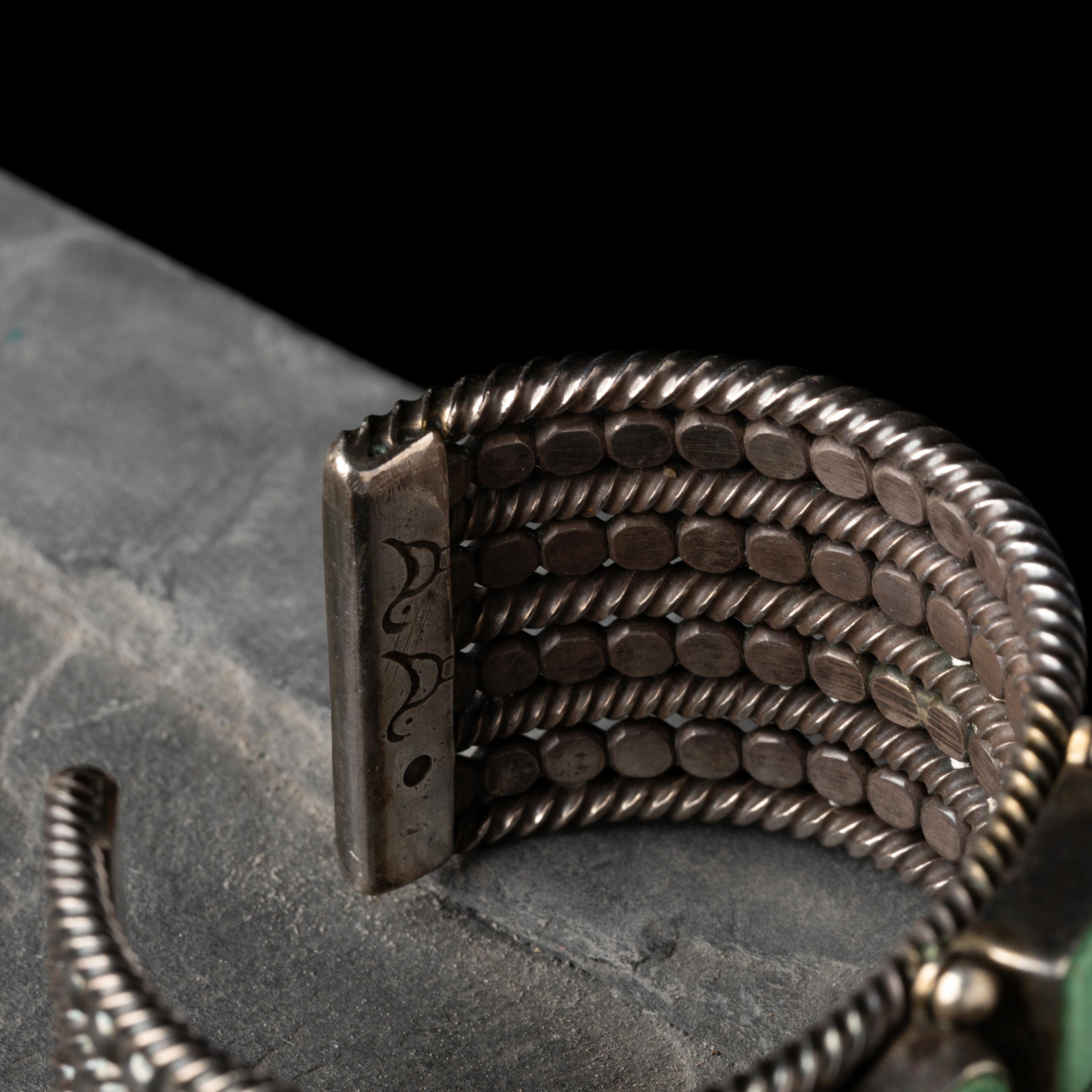Mike Bird Romero (Ohkay Owingeh, b. 1946) — Silver and Turquoise Cuff Bracelet