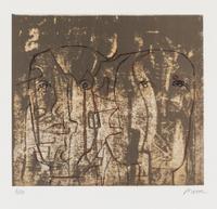 Henry Moore, (English, 1898-1986), Two Upright Motives, 1966 (C. 64) and The Observers, 1981