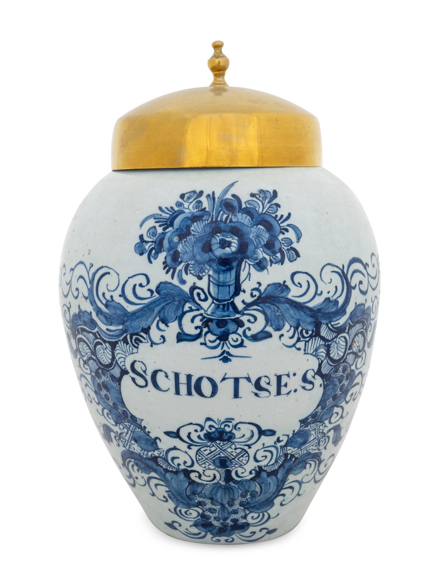 Four Large Delftware Tobacco Jars