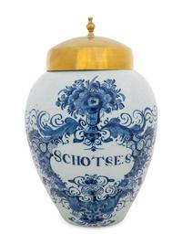 Four Large Delftware Tobacco Jars
