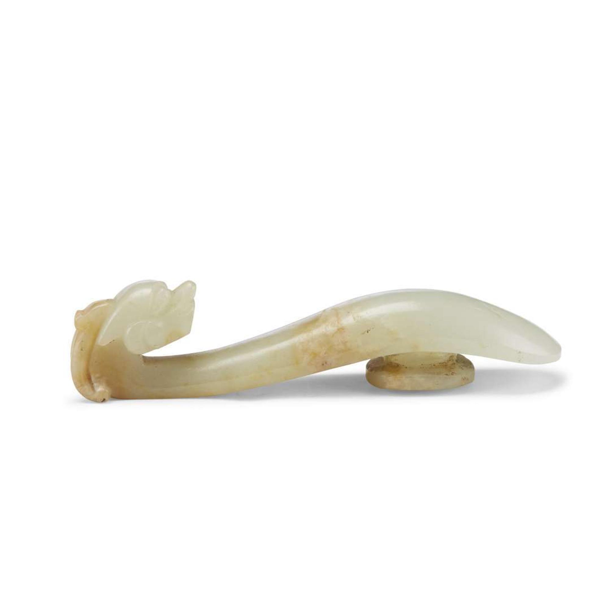 Four Pale Celadon Jade "Dragon" Belthooks, Qing Dynasty 清 青玉龍鉤四件