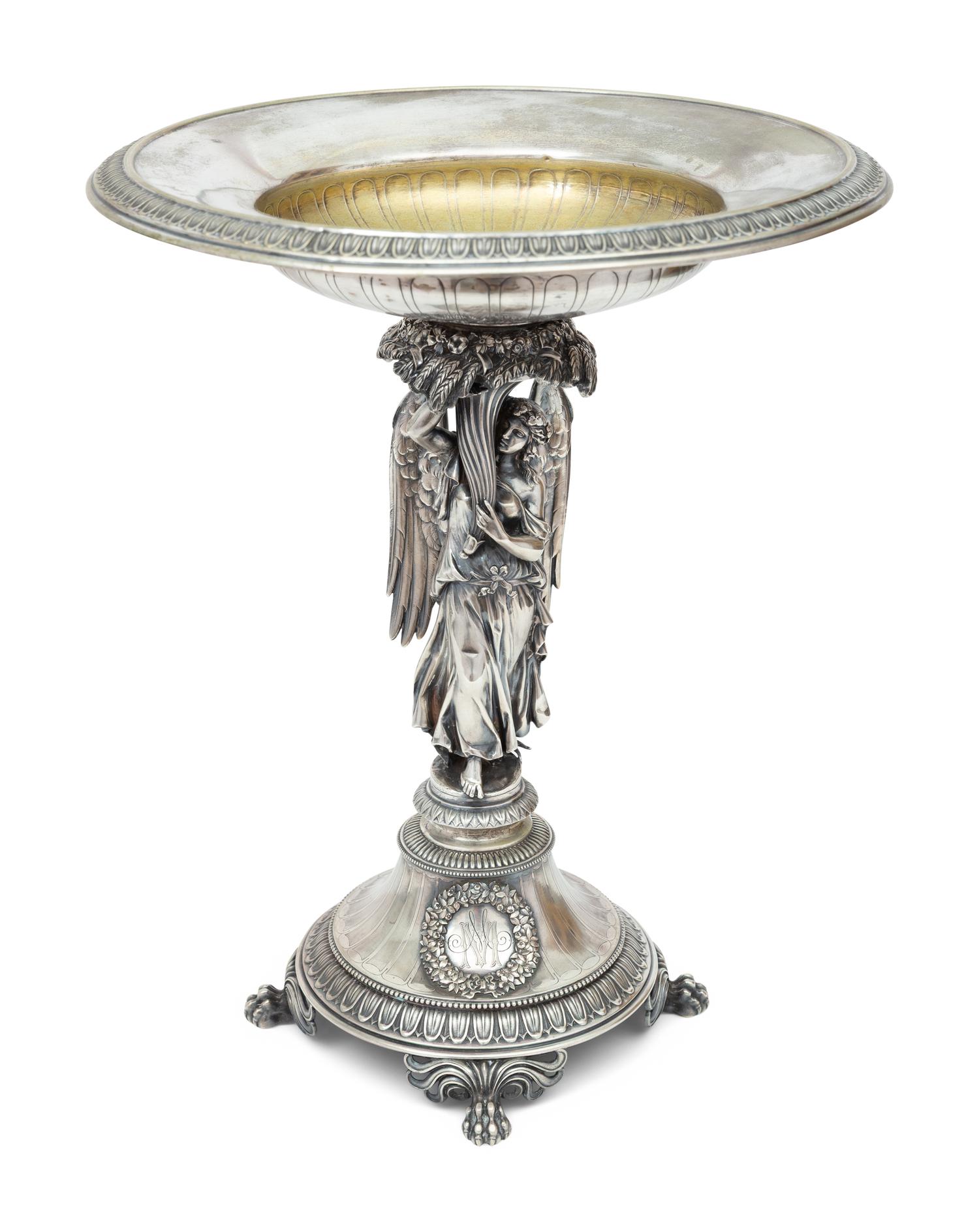 A German Parcel Gilt Silver Figural Tazza