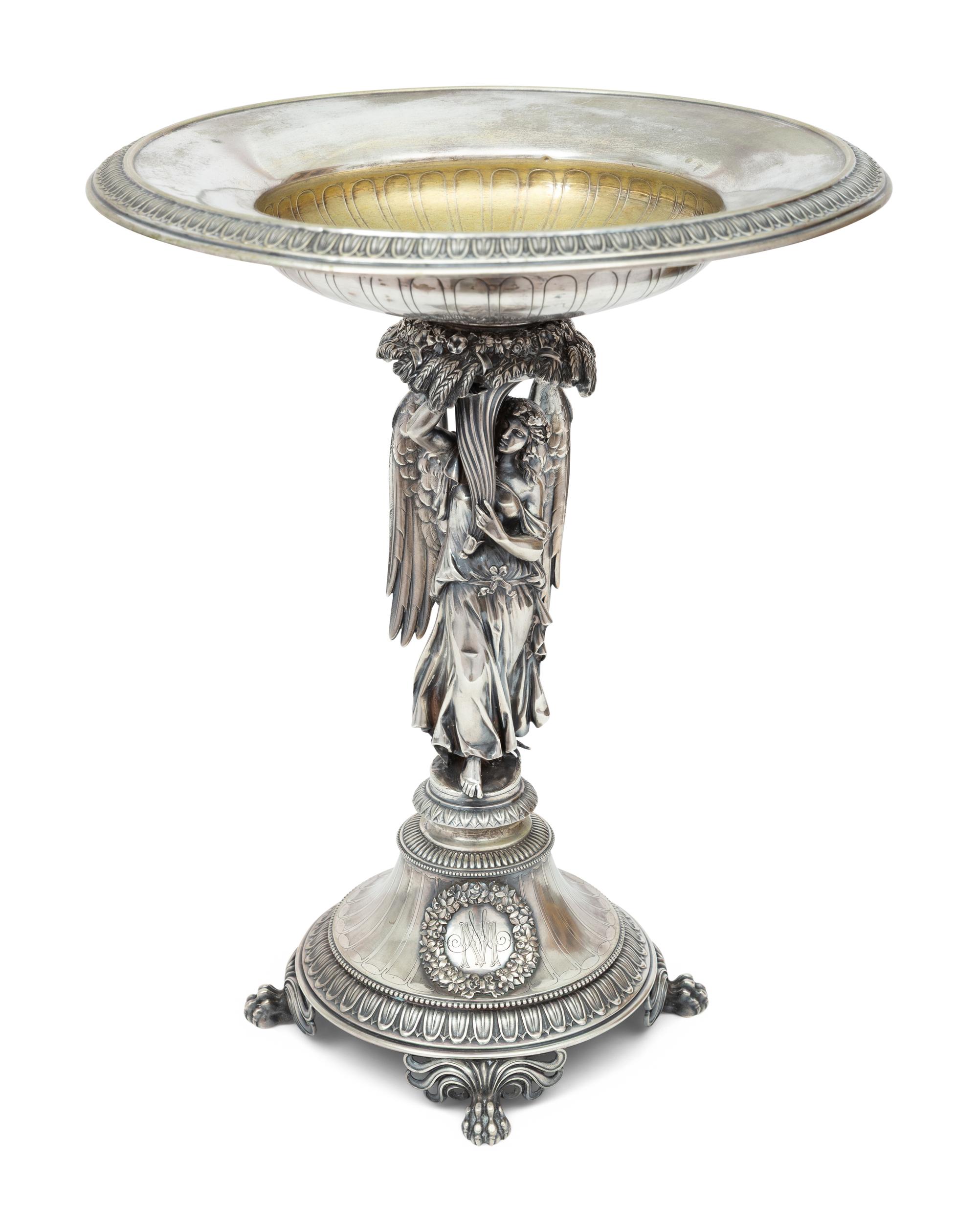 A German Parcel Gilt Silver Figural Tazza