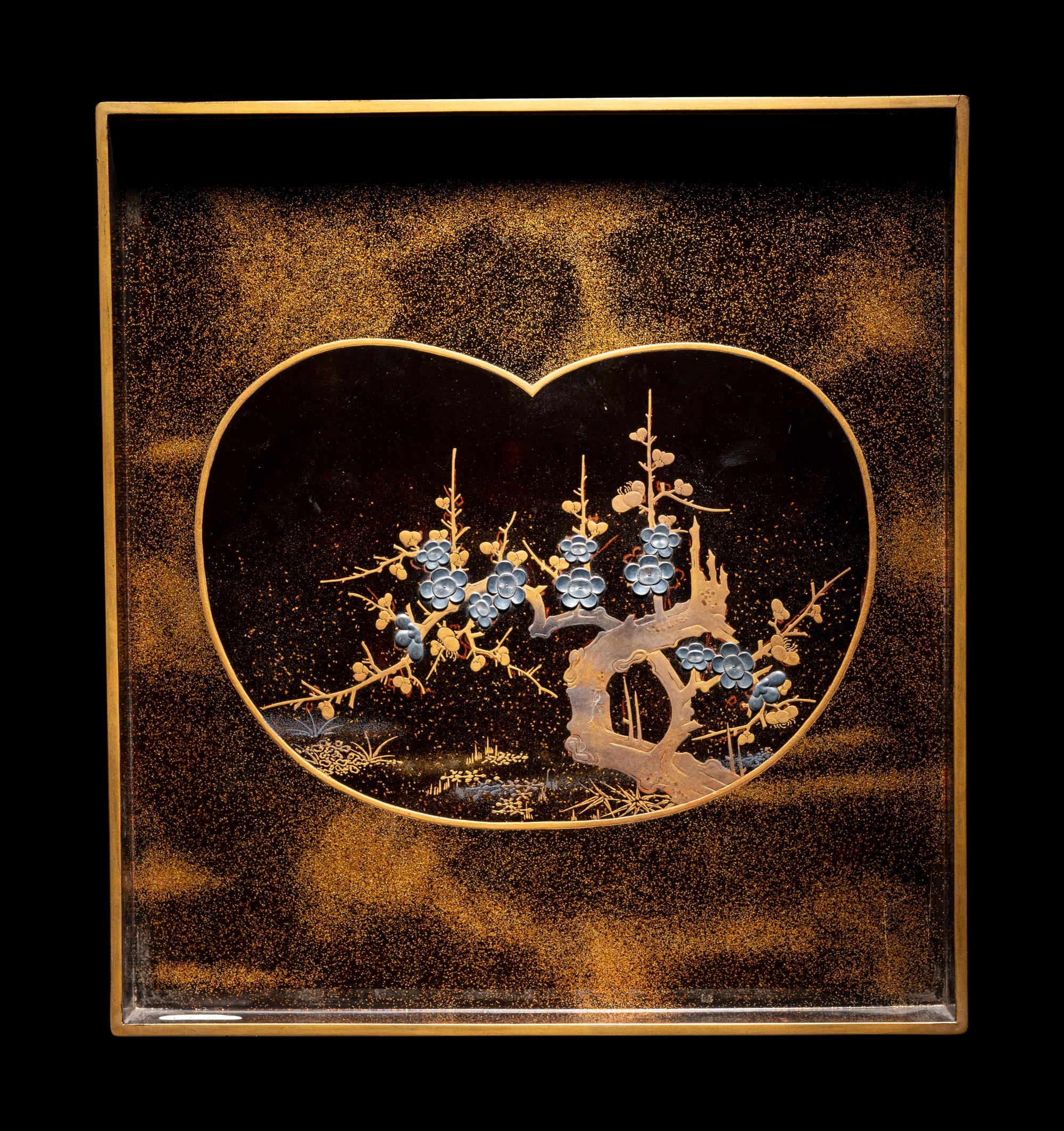 A Japanese Gold and Black Lacquer Rectangular Stationary Box, Suribako