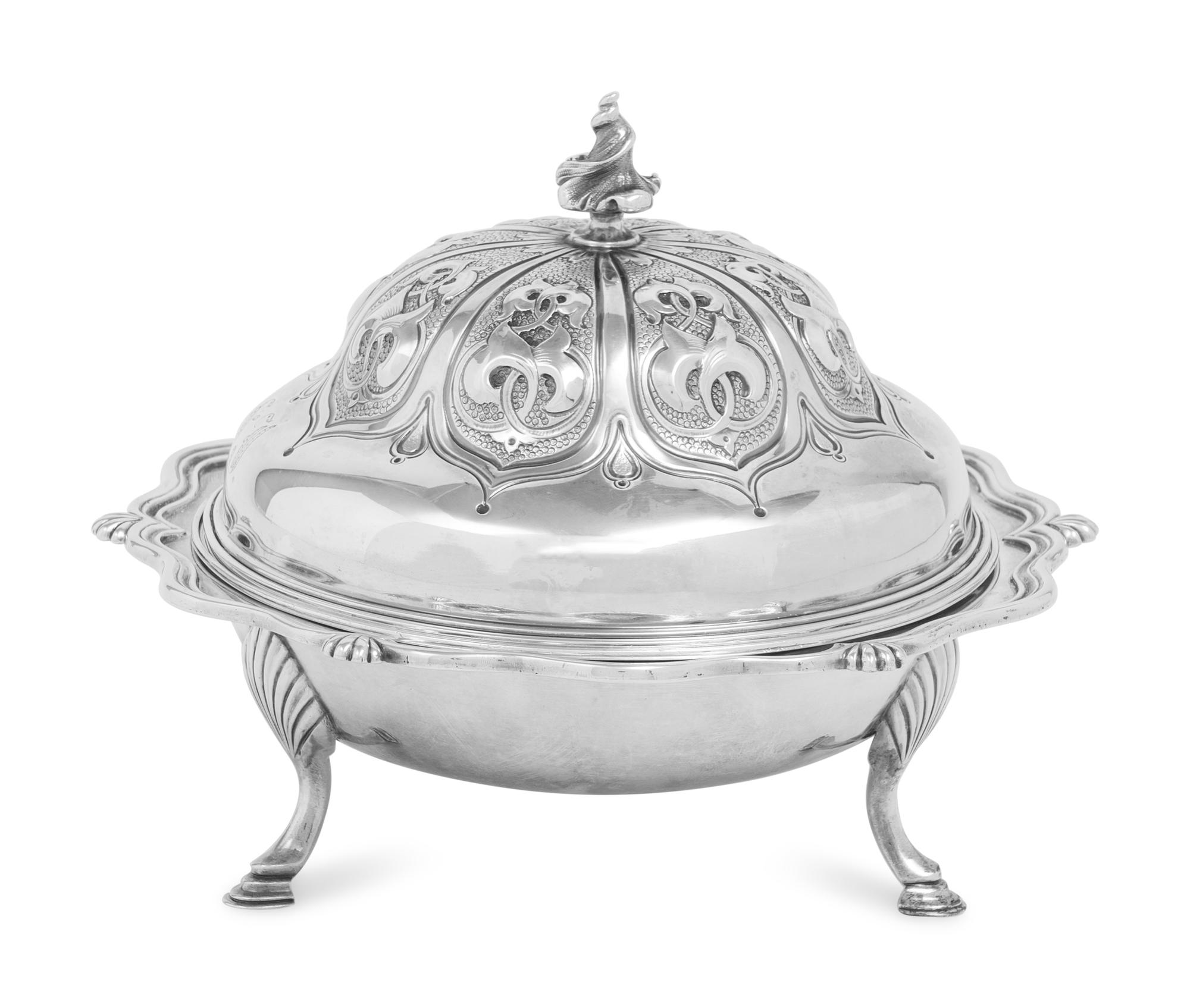 A Tiffany and Co. Silver Butter Dish and Cover