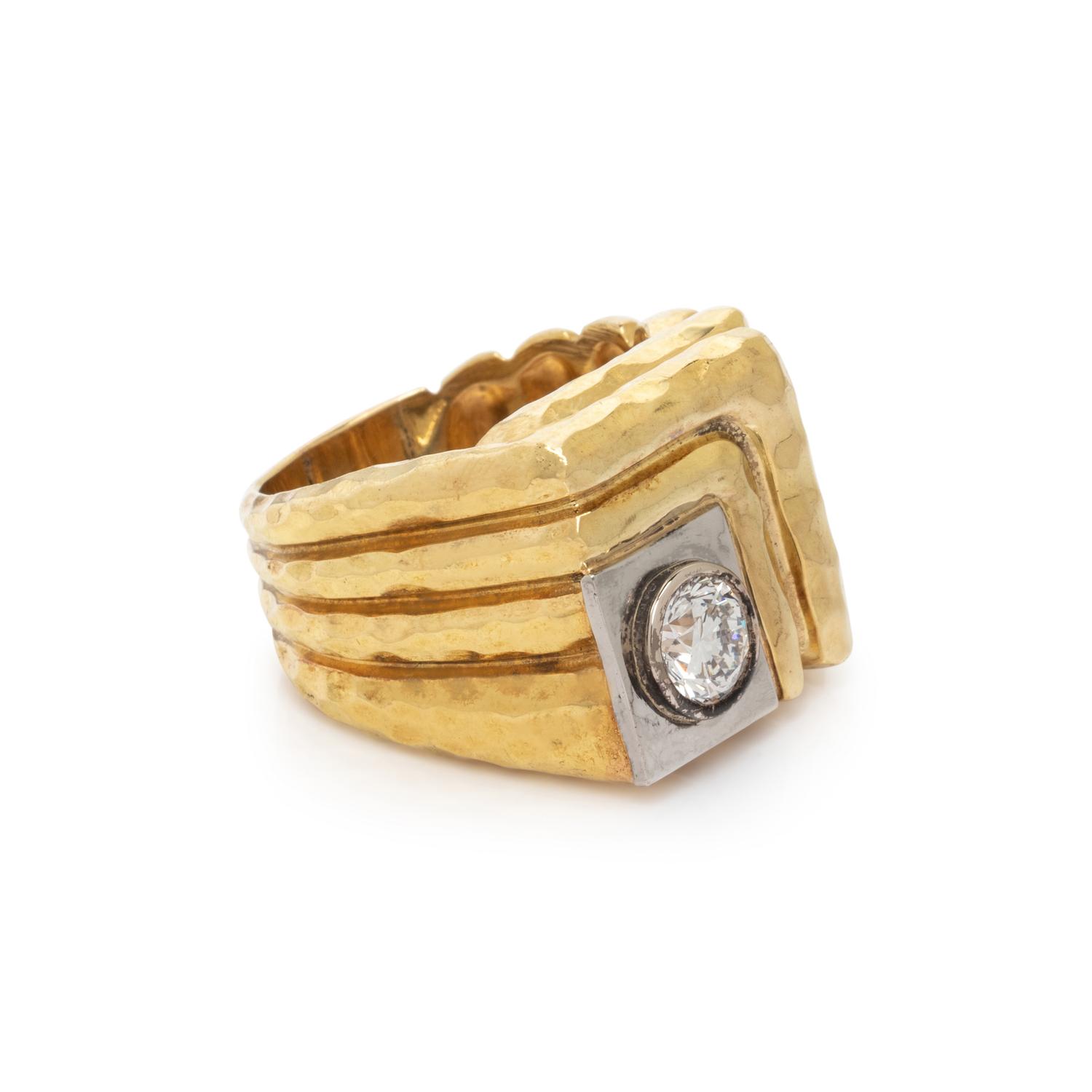 HENRY DUNAY, YELLOW GOLD AND DIAMOND RING