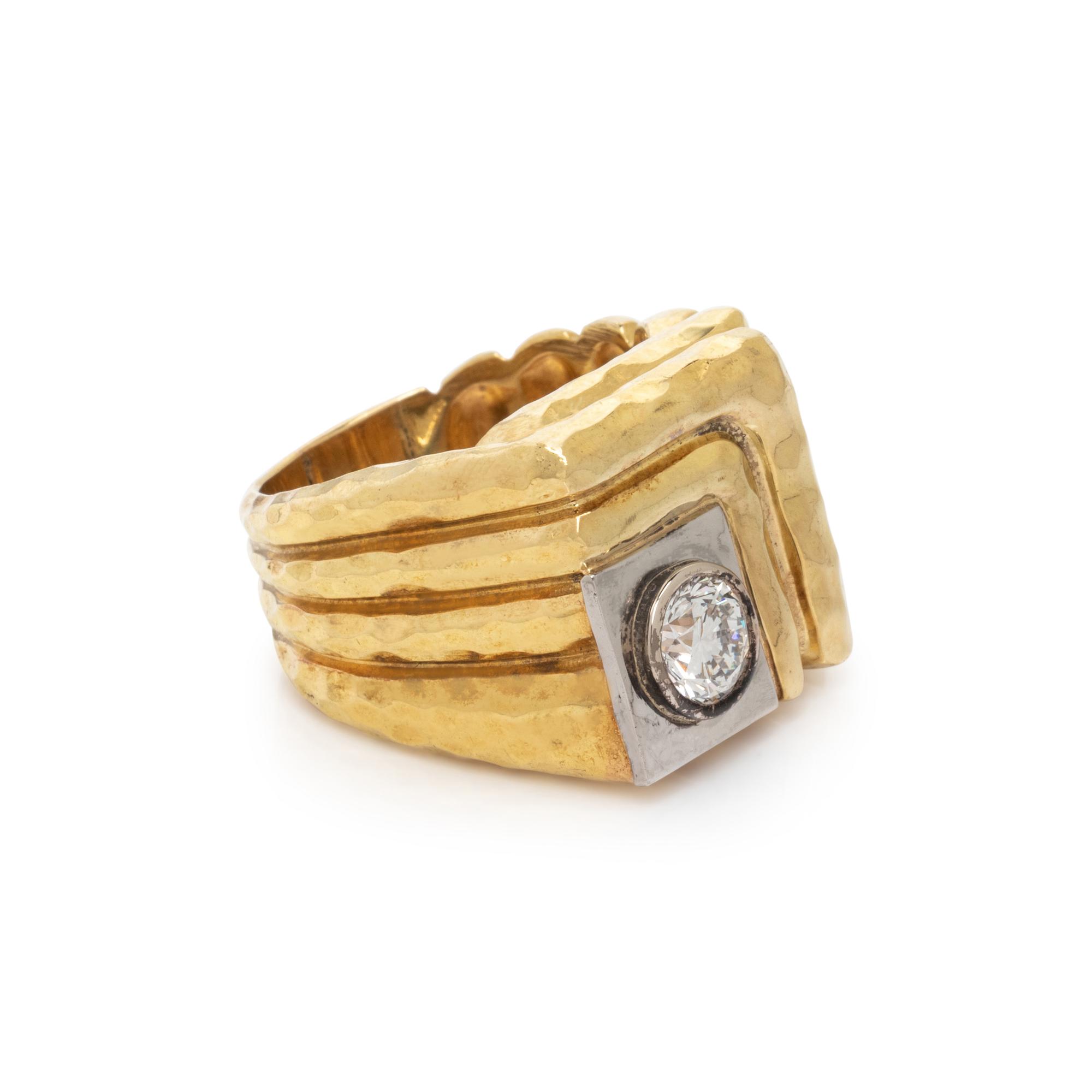 HENRY DUNAY, YELLOW GOLD AND DIAMOND RING