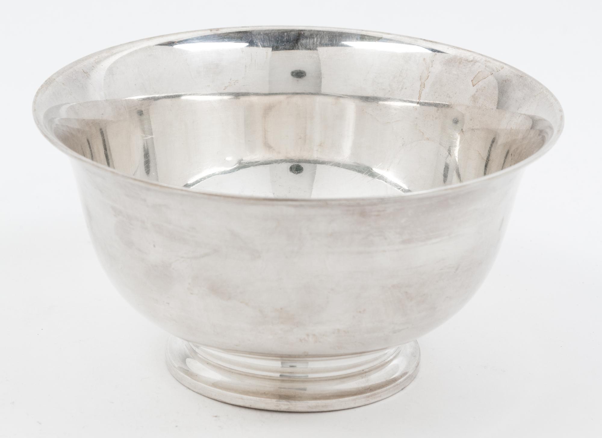 An American Silver Bowl, Marshall Field & Co., Chicago, IL, of circular form with a flared rim raised on a conforming foot