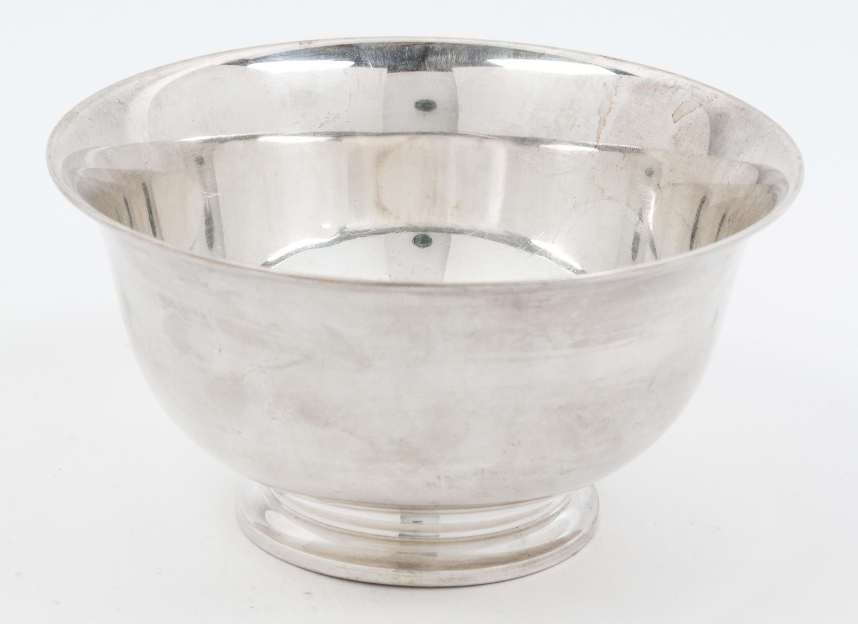 An American Silver Bowl, Marshall Field & Co., Chicago, IL, of circular form with a flared rim raised on a conforming foot