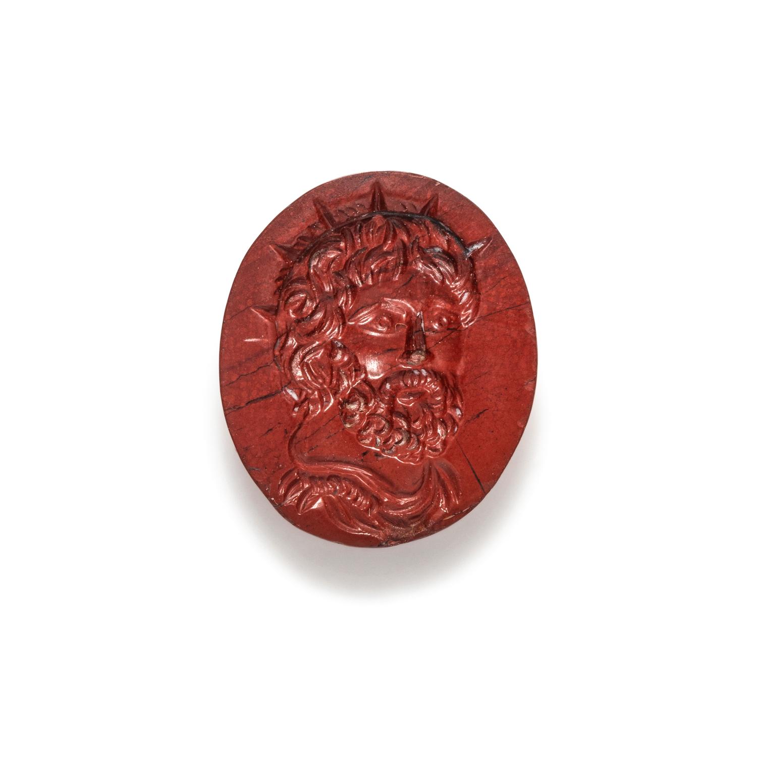 A Roman Red Jasper Ring Stone with the Emperor Postumus