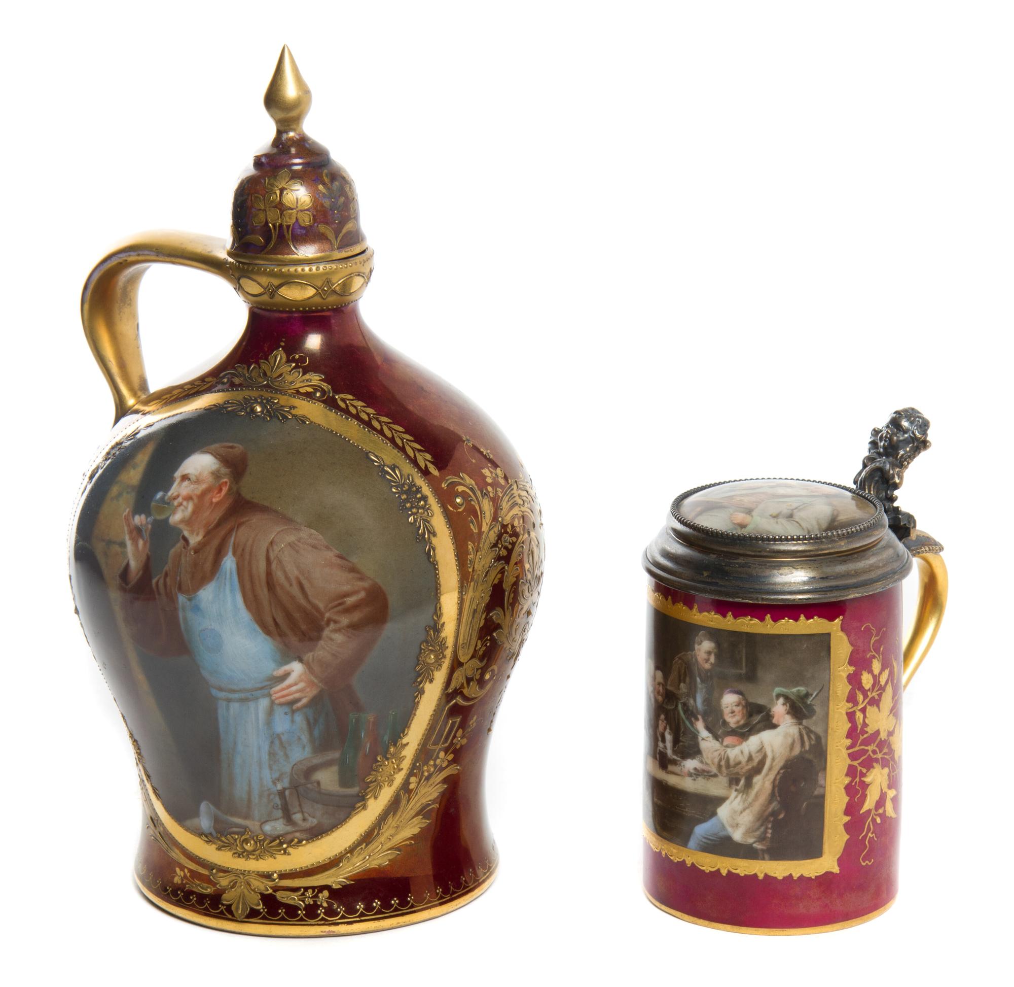Two Royal Vienna Porcelain Articles Height of decanter 10 inches. — LATE 19TH/EARLY 20TH CENTURY