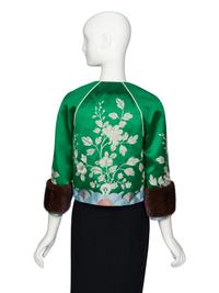 GUCCI, FUR-TRIMMED SILK JACKET