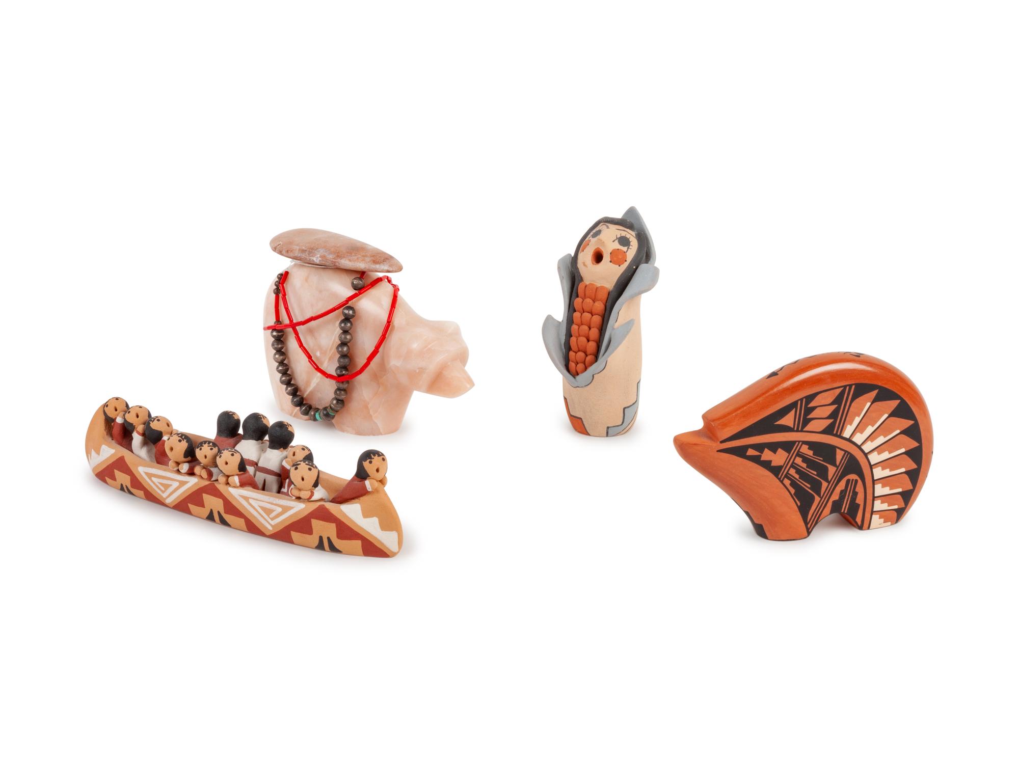 Four Jemez Pottery Figures