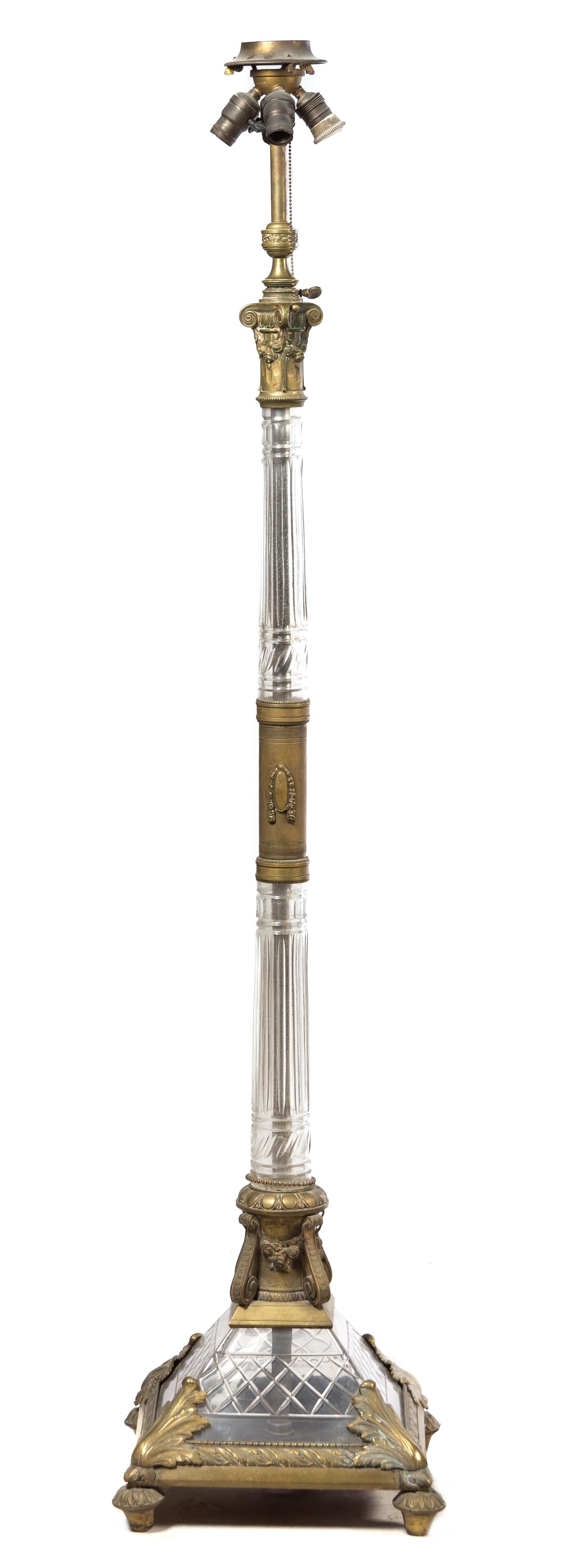 A Continental Gilt Bronze and Cut Glass Floor Lamp Height overall 69 inches. — EARLY 20TH CENTURY