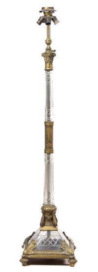 A Continental Gilt Bronze and Cut Glass Floor Lamp Height overall 69 inches. — EARLY 20TH CENTURY