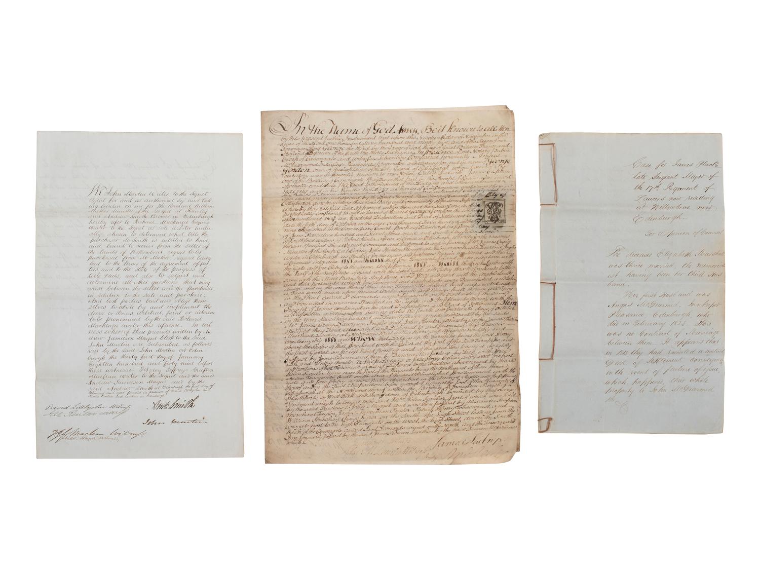 [BRITISH COLONIAL IMPRINTS]. A group of imprints, indentures, and other documents.