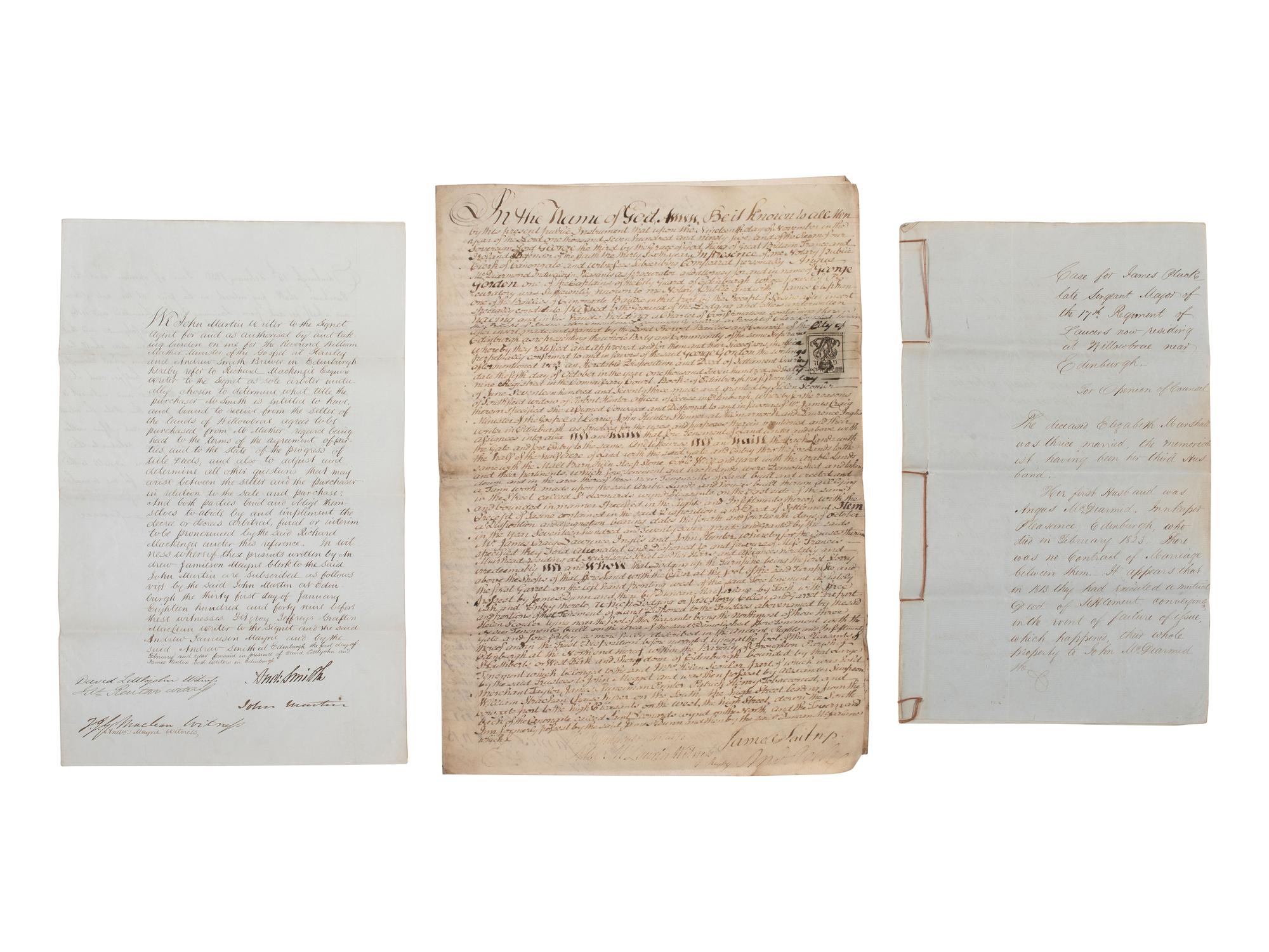 [BRITISH COLONIAL IMPRINTS]. A group of imprints, indentures, and other documents.