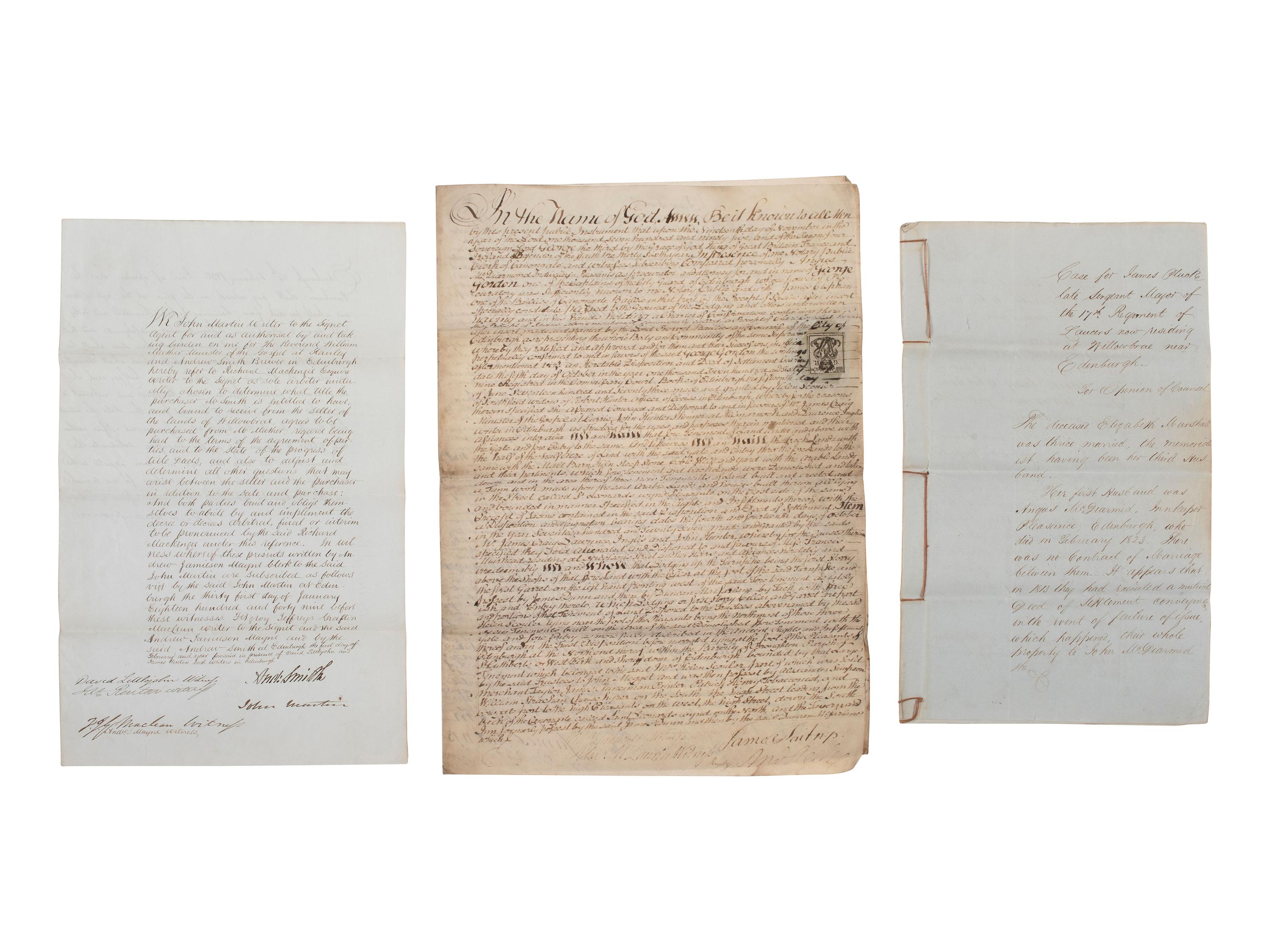 [BRITISH COLONIAL IMPRINTS]. A group of imprints, indentures, and other documents.