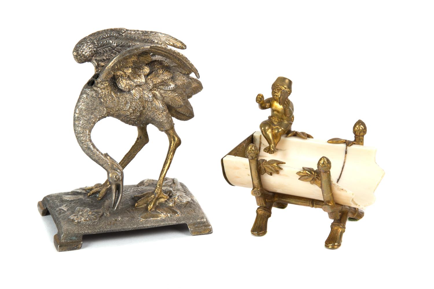 A Set of Two Table Top Ornaments Height of tallest 3 3/8 inches.