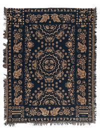 A Flower, Heart and Grape Pattern Jacquard Coverlet