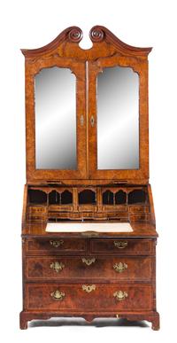 A George III Yew Wood Secretary Bookcase Height 88 x width 21 1/4 x depth 38 3/4 inches. — 18TH CENTURY