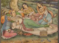 A finely painted Mughal style miniature painting, Prince with Three Attendants 莫臥爾風格袖珍畫