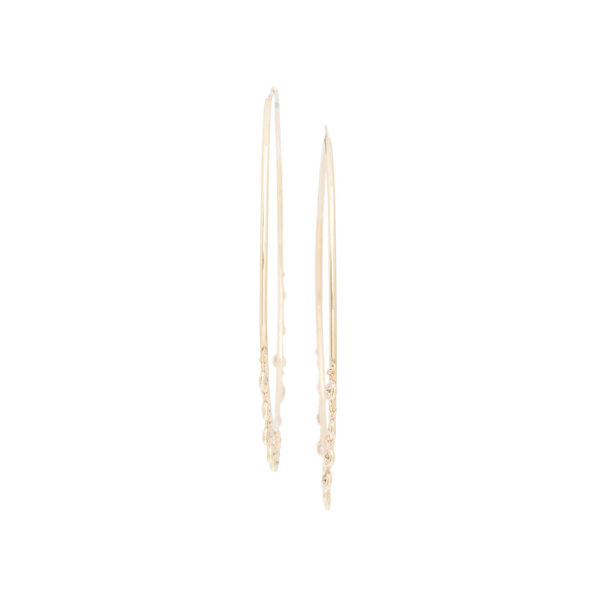 JACQUIE AICHE, YELLOW GOLD AND DIAMOND NECKLACE AND SHAKER HOOP EARRINGS