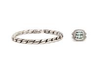 DAVID YURMAN, STERLING SILVER, PRASIOILITE AND DIAMOND RING