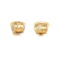 YELLOW GOLD AND CAT'S EYE RUTILATED QUARTZ CUFFLINKS
