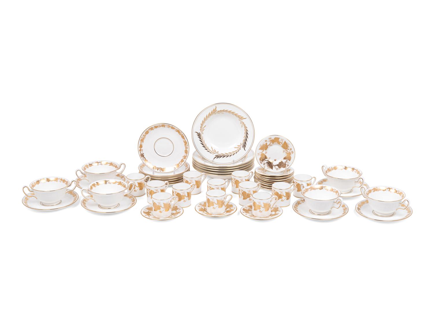 A Collection of Gilt-Decorated English Porcelain Dinnerware
