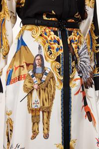 Versace Tribute "Native Americans" Silk Print Shirt Dress, Spring 2018
