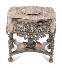 A German Silver Singing Bird Automaton Box