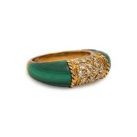 Malachite, Diamond, and Yellow Gold Ring