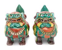 A Pair of Chinese Export Polychrome Glazed Porcelain Containers