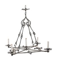 A Pair of Baroque Style Cast Metal Five-Light Ceiling Fixtures