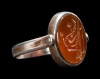 A Roman Carnelian Erotic Ring Stone