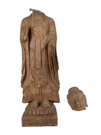 A Chinese Carved Stone Standing Buddha