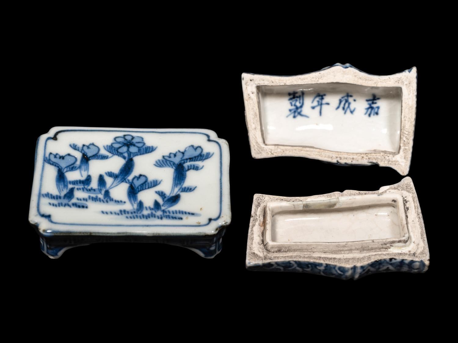 Three Japanese Blue and White Porcelain Scholar's Objects