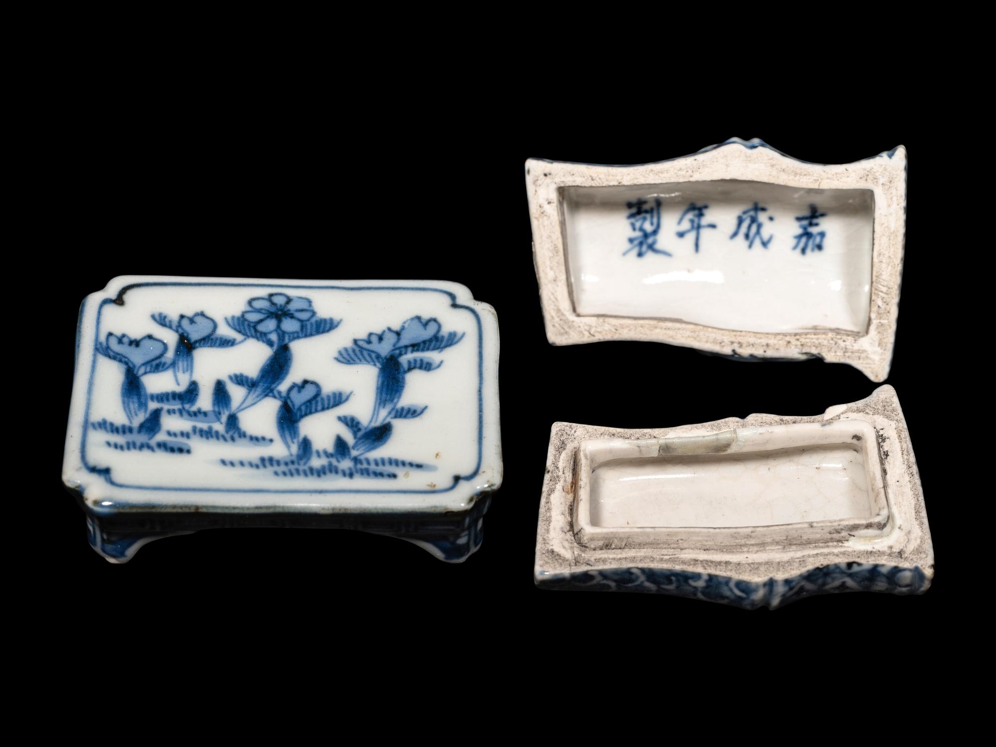 Three Japanese Blue and White Porcelain Scholar's Objects