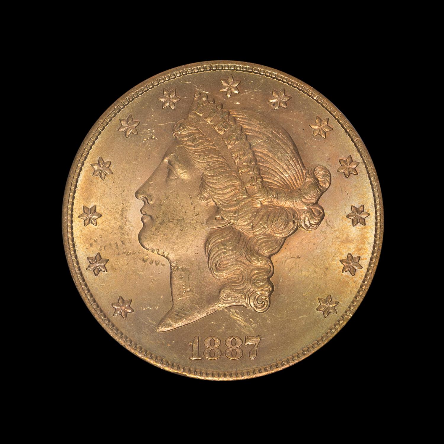 A United States 1887-S Liberty Head $20 Gold Coin