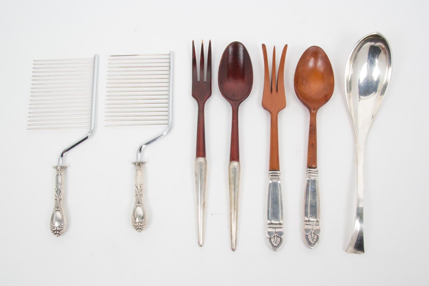 A Group of Silver Flatware Servers Length of longest 12 1/4 inches. — Various Makers, 20th Century