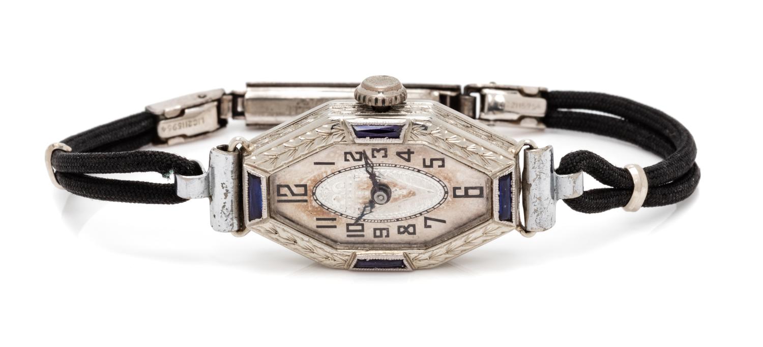A White Gold, Gold Filled and Synthetic Sapphire Wristwatch,