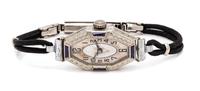 A White Gold, Gold Filled and Synthetic Sapphire Wristwatch,