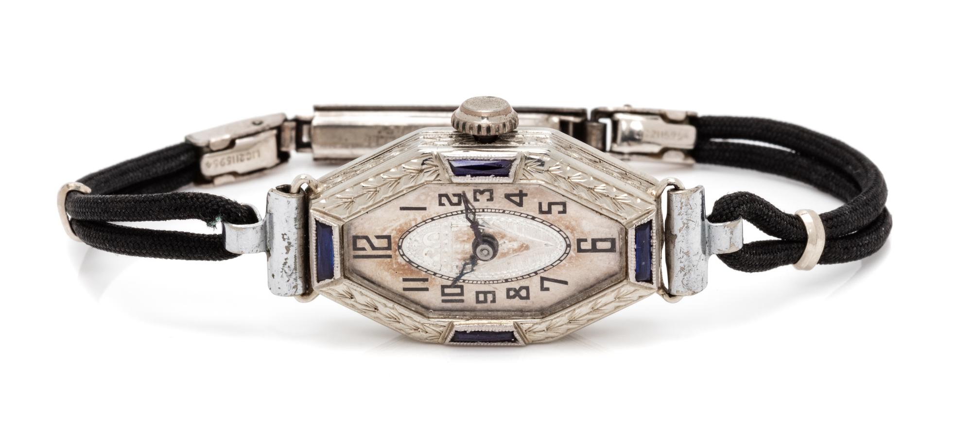 A White Gold, Gold Filled and Synthetic Sapphire Wristwatch,