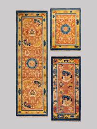 A Ningshia Wool Temple Runner and Two Ningshia Mats