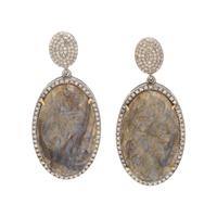 LABRADORITE AND DIAMOND EARRINGS