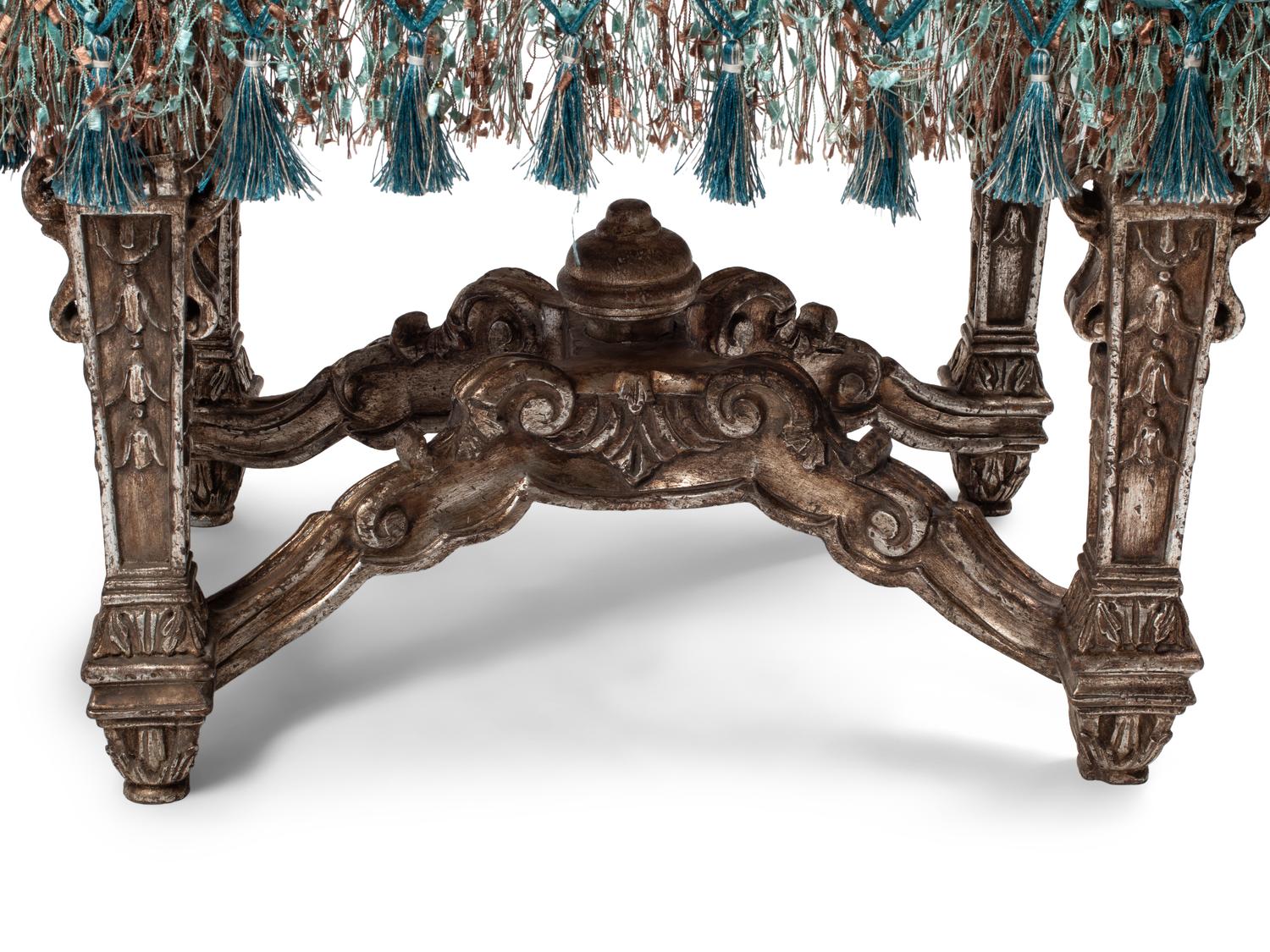 A Pair of Louis XIV Style Silvered Wood Stools