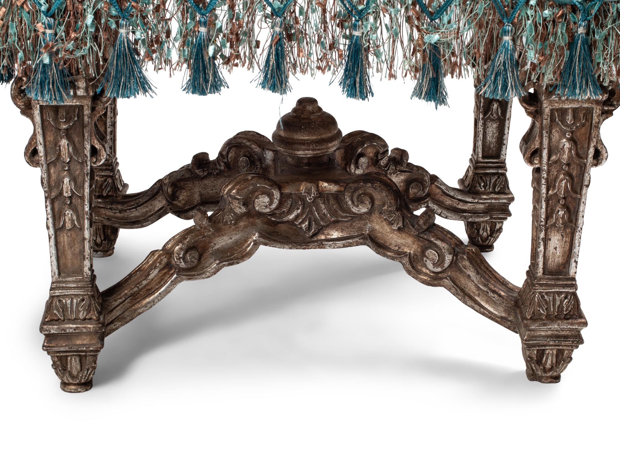 A Pair of Louis XIV Style Silvered Wood Stools