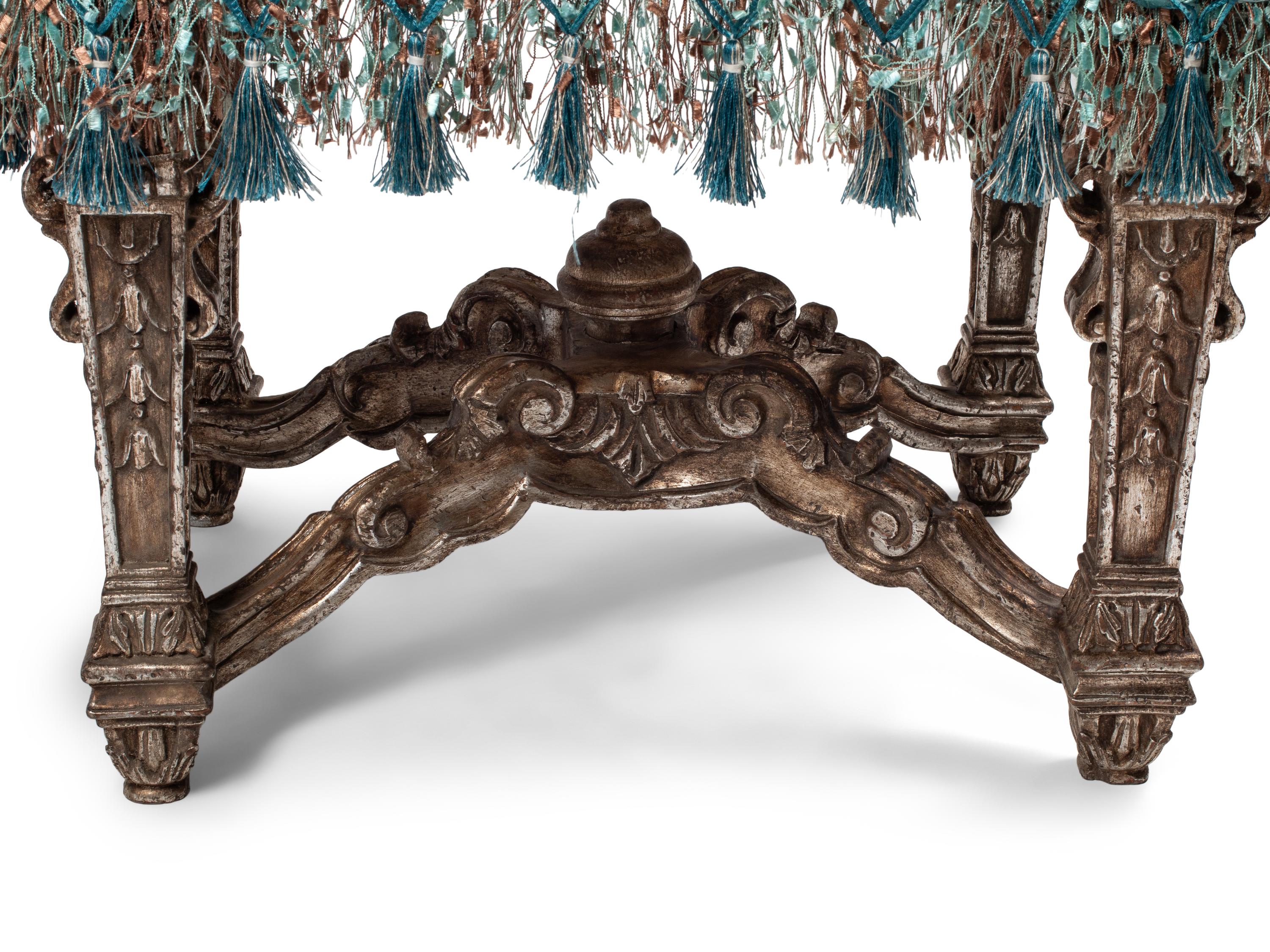 A Pair of Louis XIV Style Silvered Wood Stools