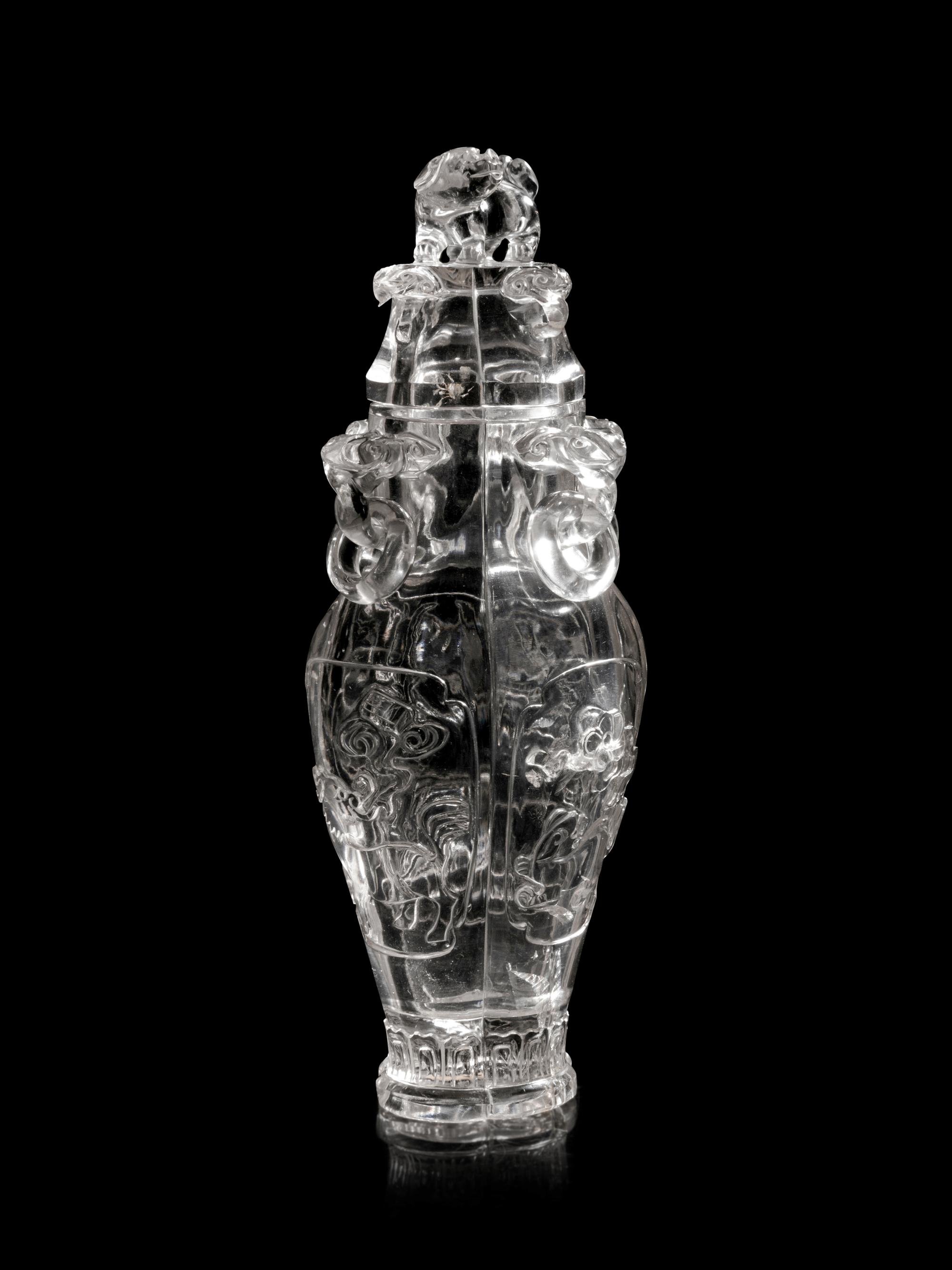 A Carved Rock Crystal Vase and Cover